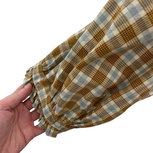 DOEN Medina Smocked Plaid Tiered Puff Sleeve Cottagecore Mini Dress - Picture 8 of 12